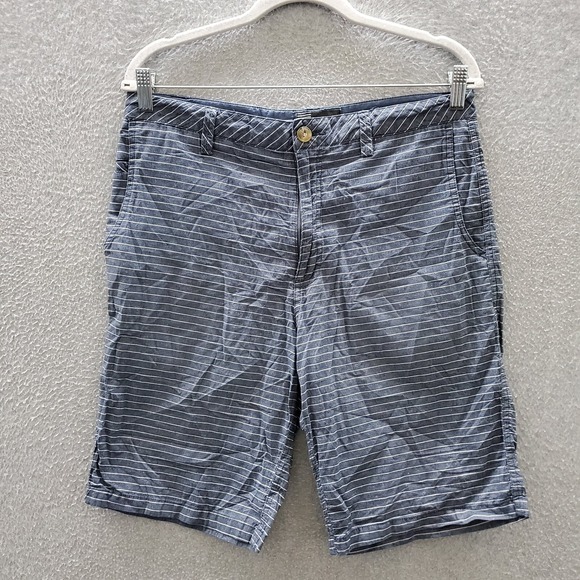 Oneill Men Shorts 32 Blue Striped Chino Straight 10" Inseam Pockets - Picture 1 of 9